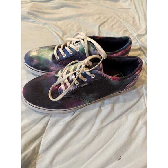 2/$35 VANS women’s size 8 Low Cosmic Galaxy purple blue skater shoe outer space - Picture 3 of 7